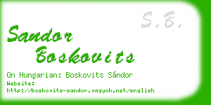 sandor boskovits business card