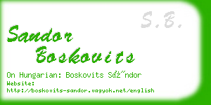 sandor boskovits business card